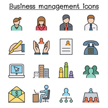 İş yönetimi renk çizgisi simgesi seti