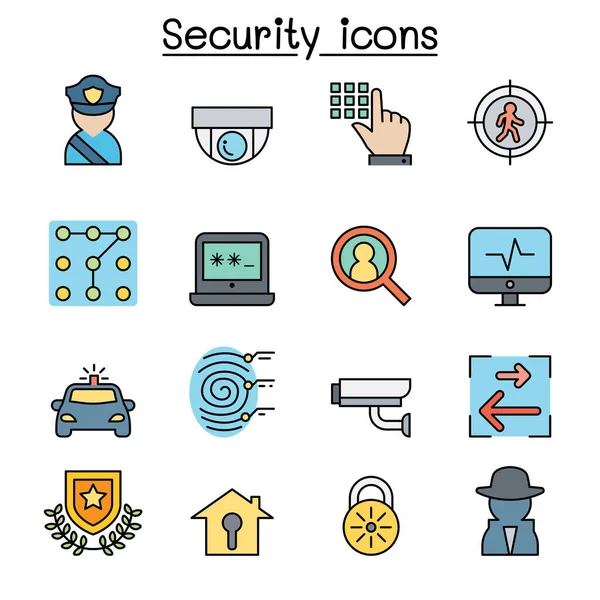 Security Color Line Icon Set — Stock Vector