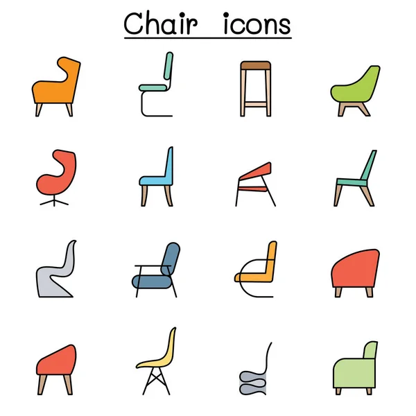 Sandalye Renk Çizgisi Simgesi Seti — Stok Vektör