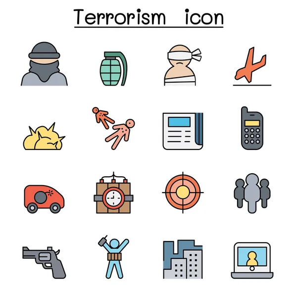 stock vector Terrorism color line icon set