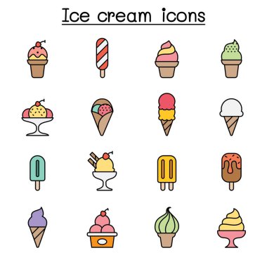 Dondurma renk çizgisi simgesi seti