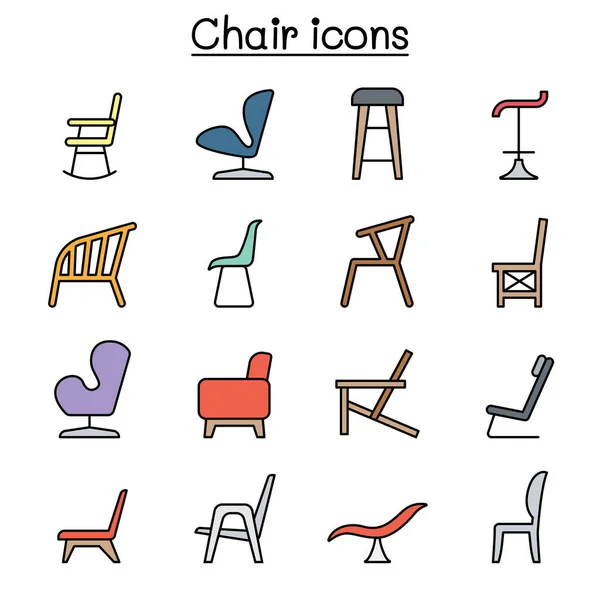 Sandalye Renk Çizgisi Simgesi Seti — Stok Vektör
