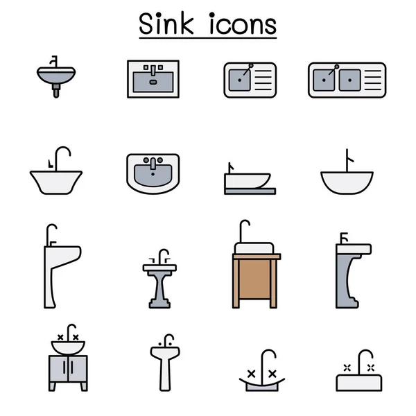 Sink Färg Linje Ikon Set — Stock vektor
