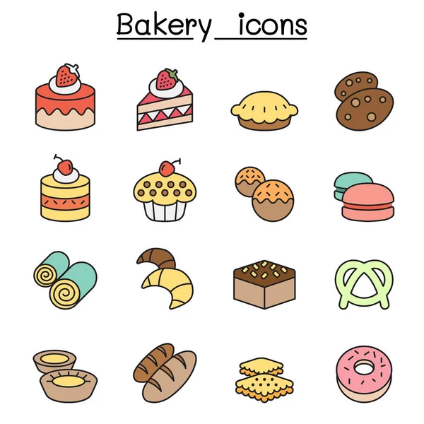 Panadería Color Línea Icono Conjunto Gráficos vectoriales