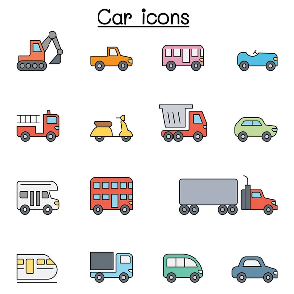stock vector Vehicle color line icon set
