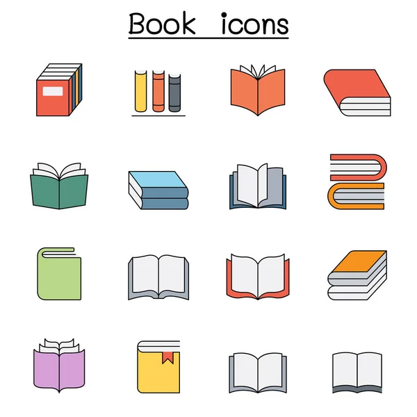 Book Color Line Icon Set — Stock Vector