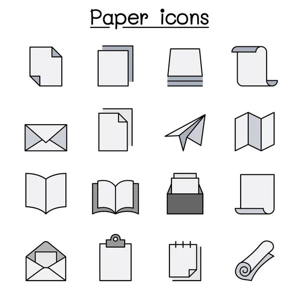 Papier Farbe Linie Icon Set — Stockvektor