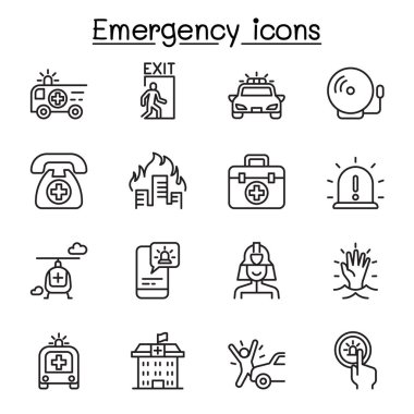 Acil durum simgesi ince çizgi stili ayarla