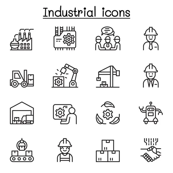 Icono Industrial Estilo Línea Delgada — Vector de stock
