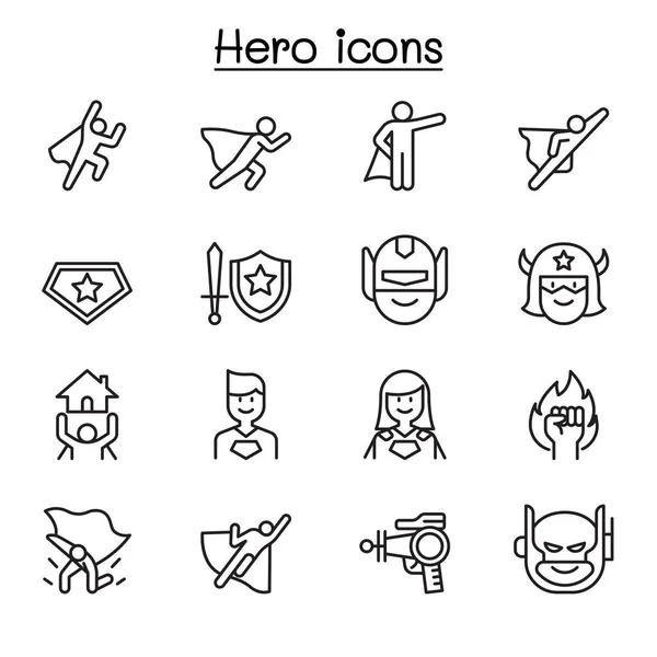 stock vector Hero icon set in thin line style