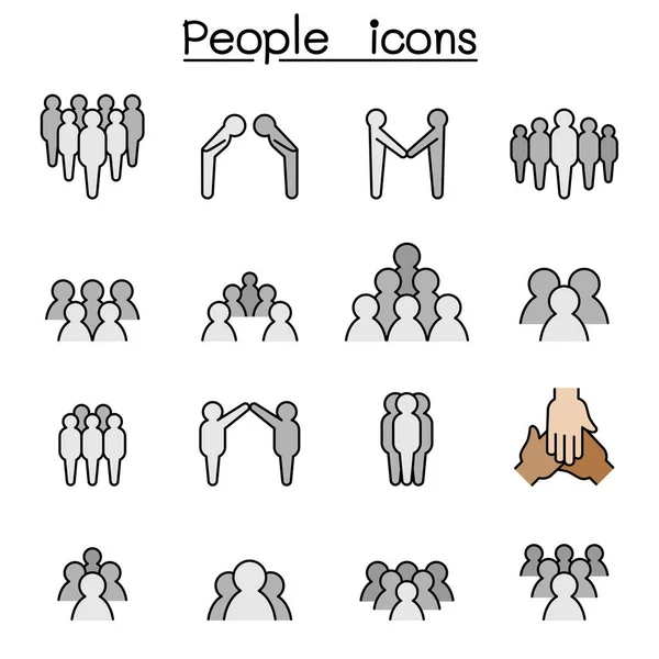 Gente Color Línea Icono Conjunto — Archivo Imágenes Vectoriales