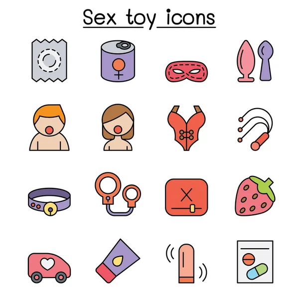 Juguete Sexual Línea Color Icono Conjunto — Archivo Imágenes Vectoriales