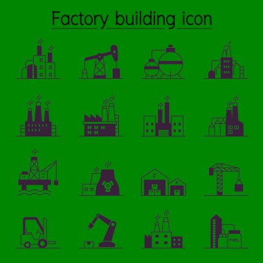 Fabrika binası simgesi seti 