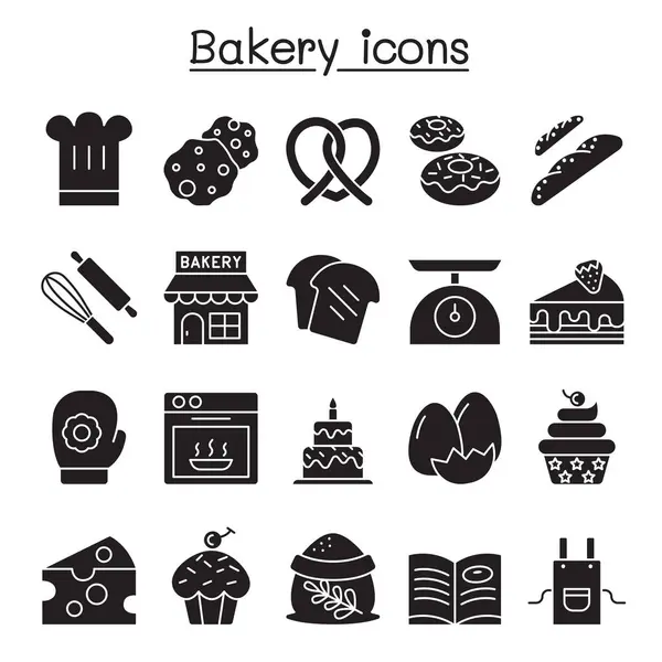 Stock vector Bakery icons set in glyph style