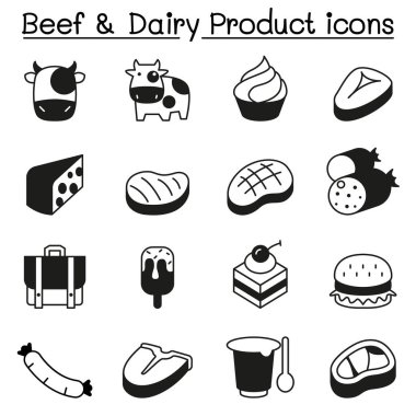 Biftek ve Süt Ürünleri simgesi seti