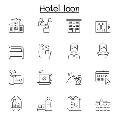 Hotel Icon ince çizgi stili ayarla