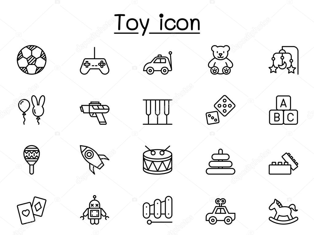 Toys icon set in color line style