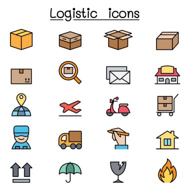 Sevkiyat, Lojistik ve Dağıtım simgesi renk çizgisi biçiminde ayarlandı