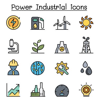 Güç ve enerji endüstrisi simgesi renk çizgisi biçiminde ayarlandı