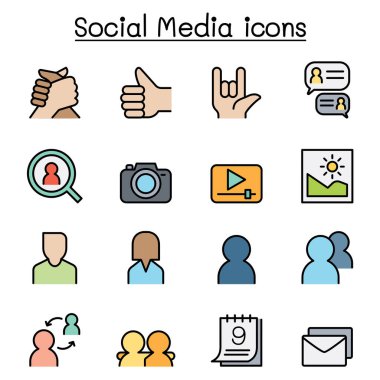 Sosyal Ağ, Sosyal Ortam simgesi renk çizgisi biçiminde ayarlandı