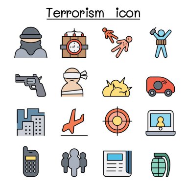 Terrorism icon in color line style clipart