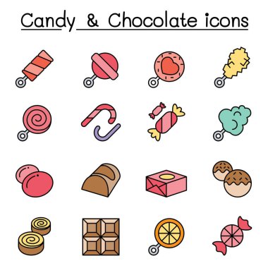 Şekerler ve şekerler renk çizgisi biçiminde ayarlandı