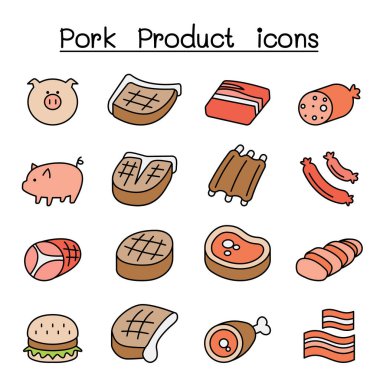 Domuz ve Domuz Ürün simgesi renk çizgisi biçiminde ayarlandı