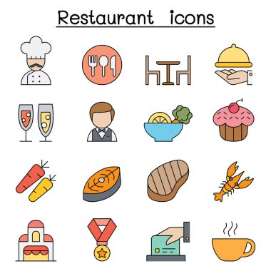 Restoran simgesi renk çizgisi biçiminde ayarlandı