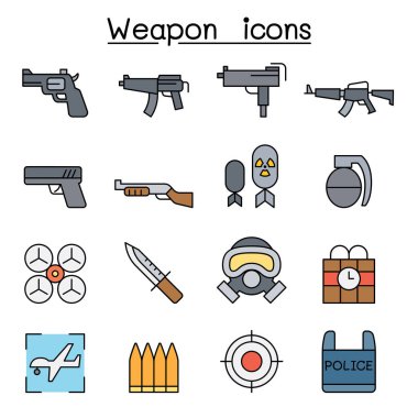 Silah ve Silah simgesi renk çizgisi biçiminde ayarlandı