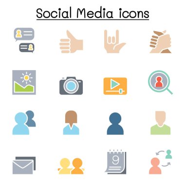 Sosyal Ağ ve Sosyal Ortam simgesi düz renk biçiminde ayarlandı