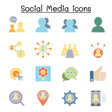 Sosyal Ortam ve Sosyal Ağ simgesi düz renk biçiminde ayarlandı