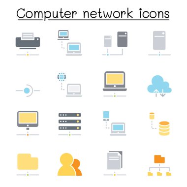 Bilgisayar Ağı simgesi düz renk biçiminde ayarlandı