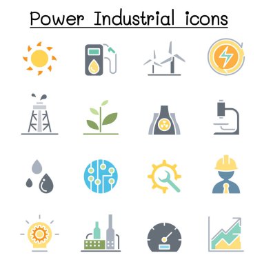 Güç ve enerji endüstrisi simgesi düz renk biçiminde ayarlandı