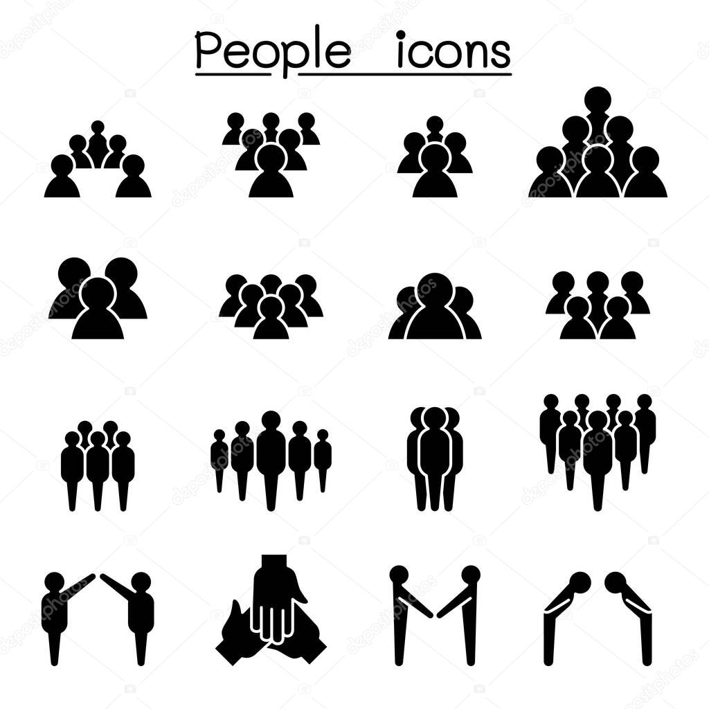 People icon set in glyph style