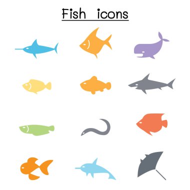 Düz renk biçimli balık simgesi