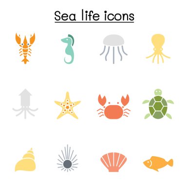 Düz renk biçimi simgesinde deniz yaşamı simgesi