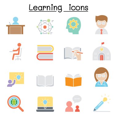 Düz renk biçimli öğrenim ve eğitim simgesi