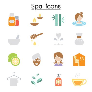 Spa and Alternative therapy icon set  in flat color style clipart