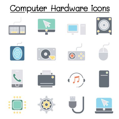 Bilgisayar Donanım simgesi düz renk biçiminde ayarlandı