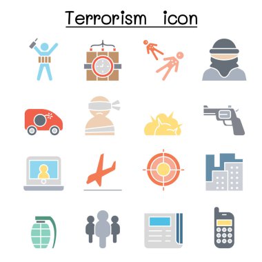 Terrorism icon  in flat color style clipart