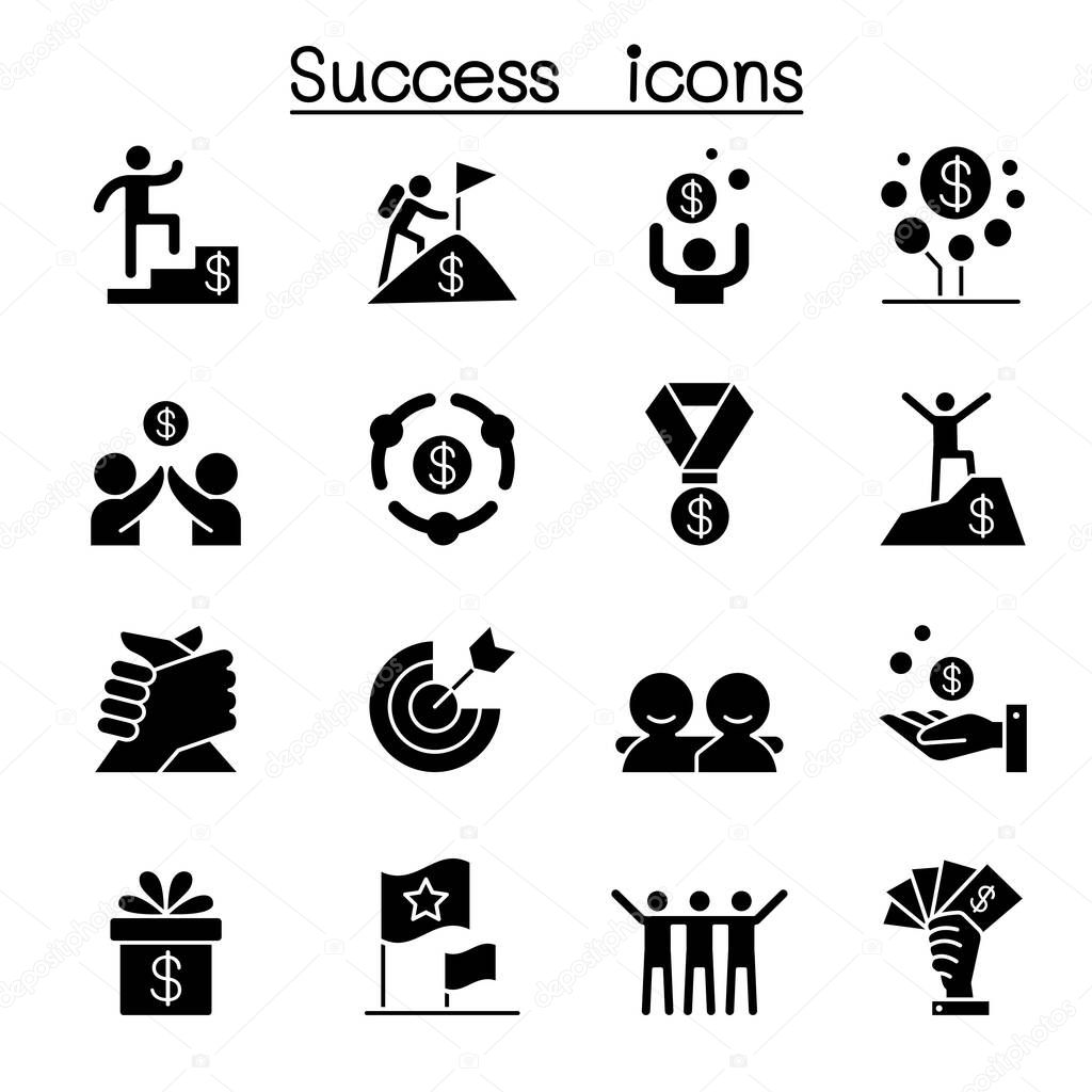 Success icon set in glyph style