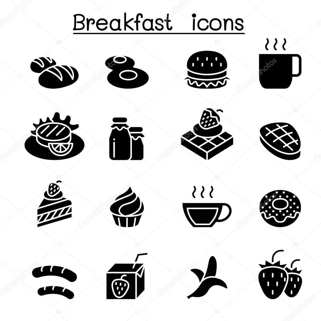 Breakfast icon set in glyph style
