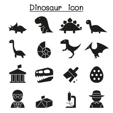 Kabartma biçiminde dinazor ve Kazı simgesi