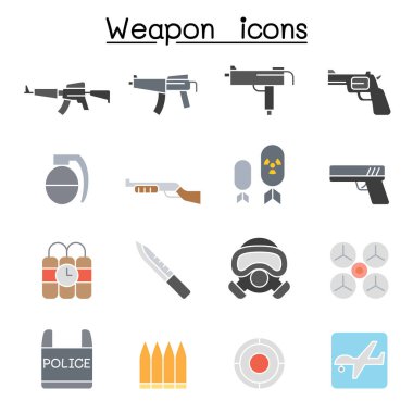 Silah ve Silah simgesi düz renk olarak ayarlandı