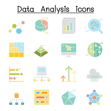 Veritabanı, Veri ve Grafik simgesi düz renk biçiminde ayarlandı