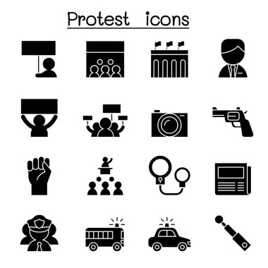 Protest icon set in glyph style clipart