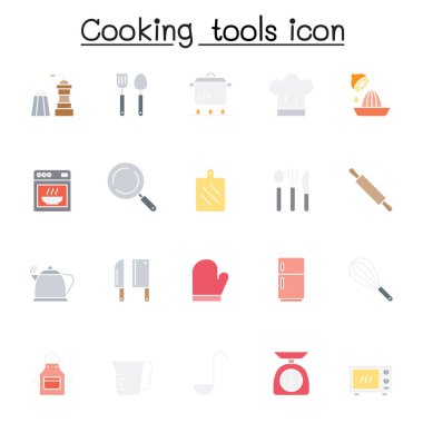 Aşçılık araçları simgesi düz renk biçiminde ayarlandı