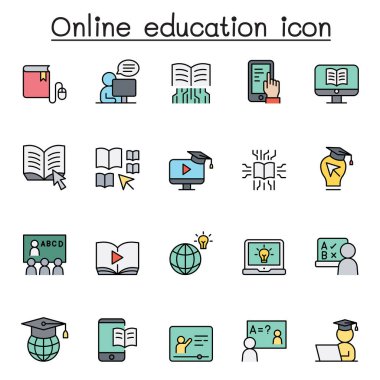 Çevrimiçi eğitim simgesi renk çizgisi biçiminde ayarlandı