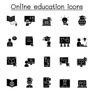 Çevrimiçi eğitim simgesi kabartma biçiminde ayarlandı