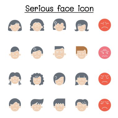Düz renk biçimli ciddi yüz simgesi